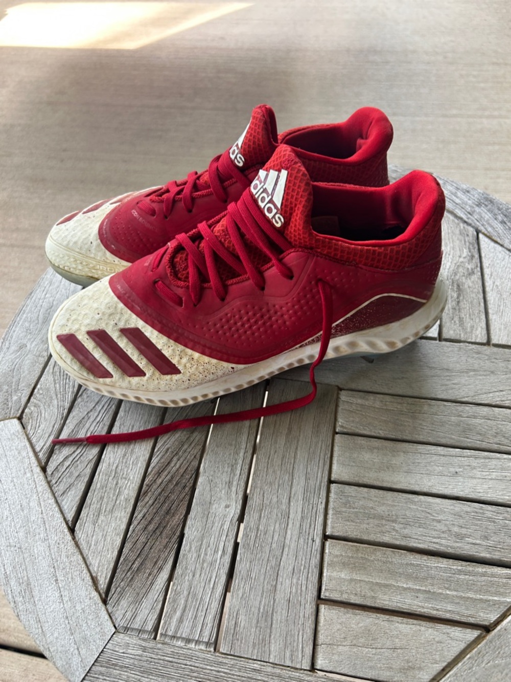 Adidas Red and White Athletic cleats size 8 women - Picture 3 of 6